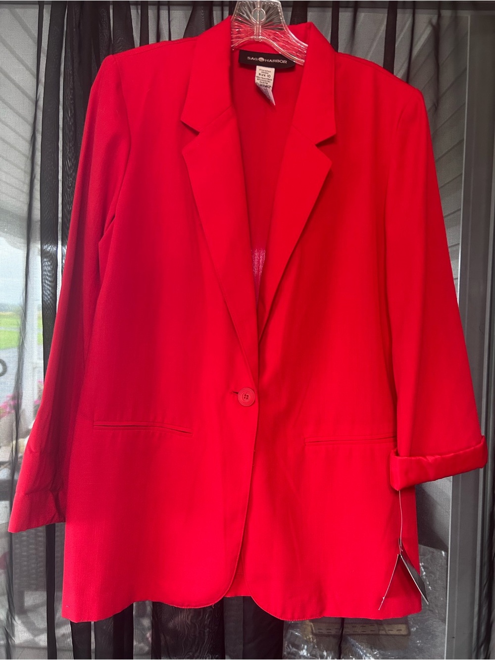Sag Harbor Bright Red Single-Button Blazer
